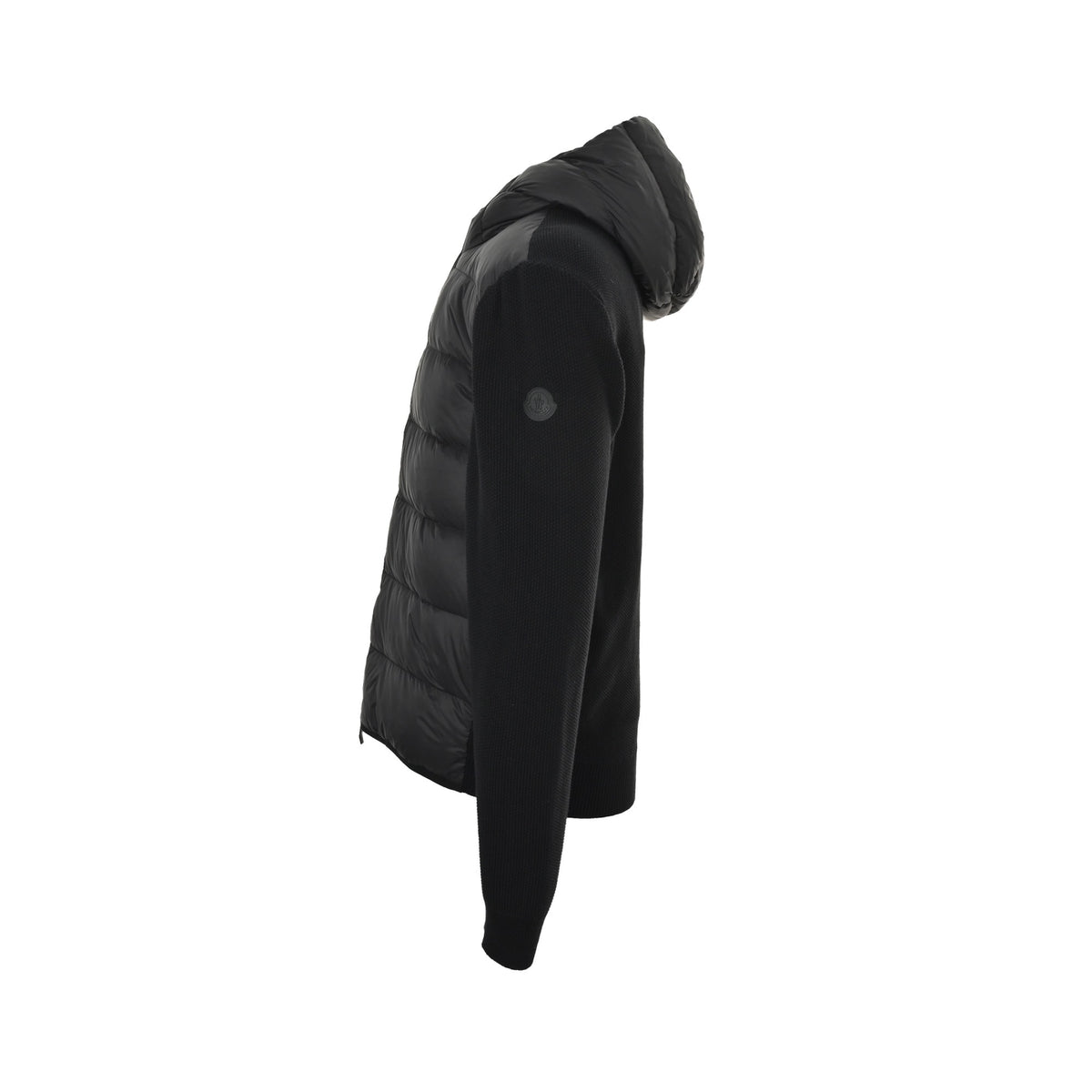 Moncler/hooded brim embroidered wool patchwork hooded down jacket