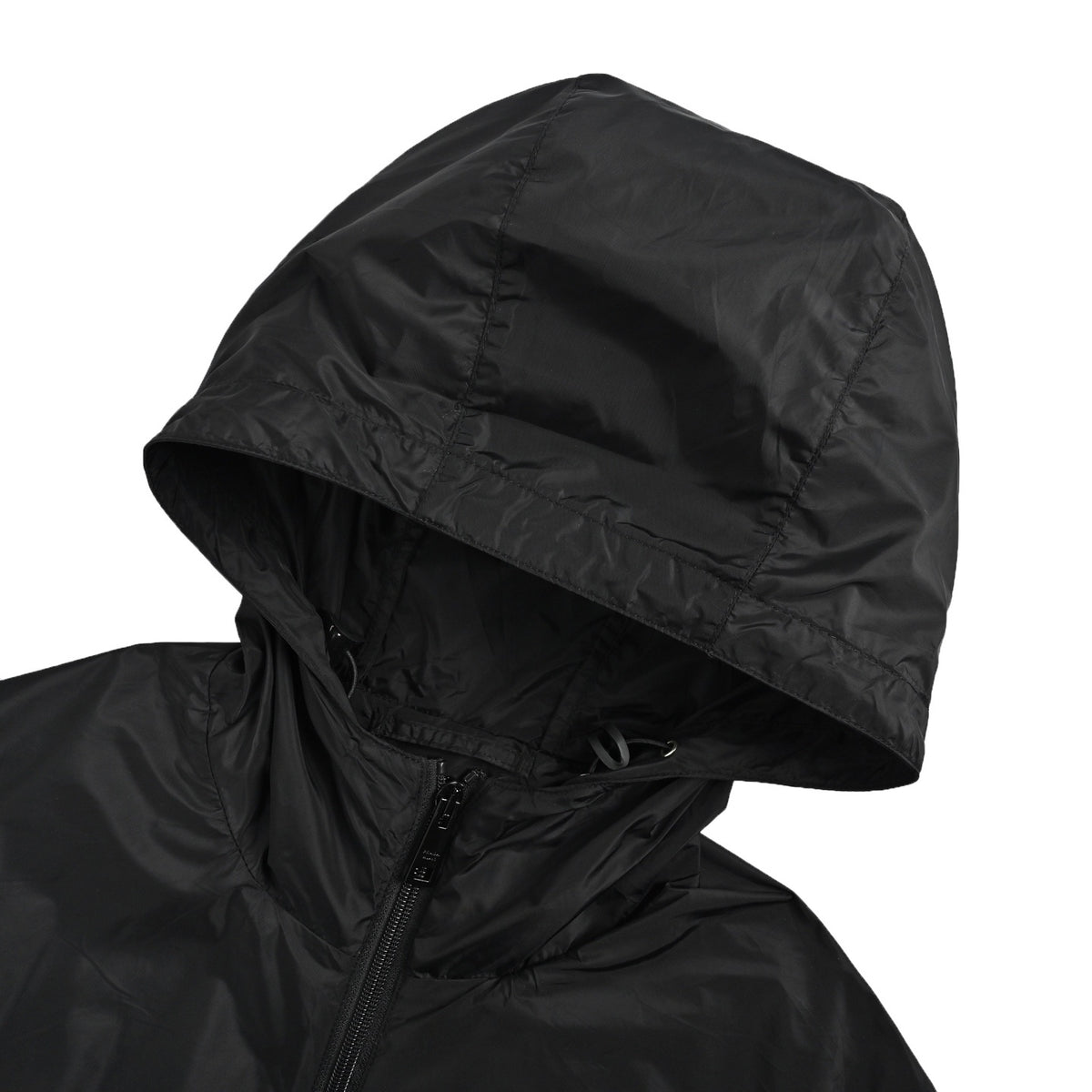 Prada regenerated nylon black and gray patchwork hooded jacket