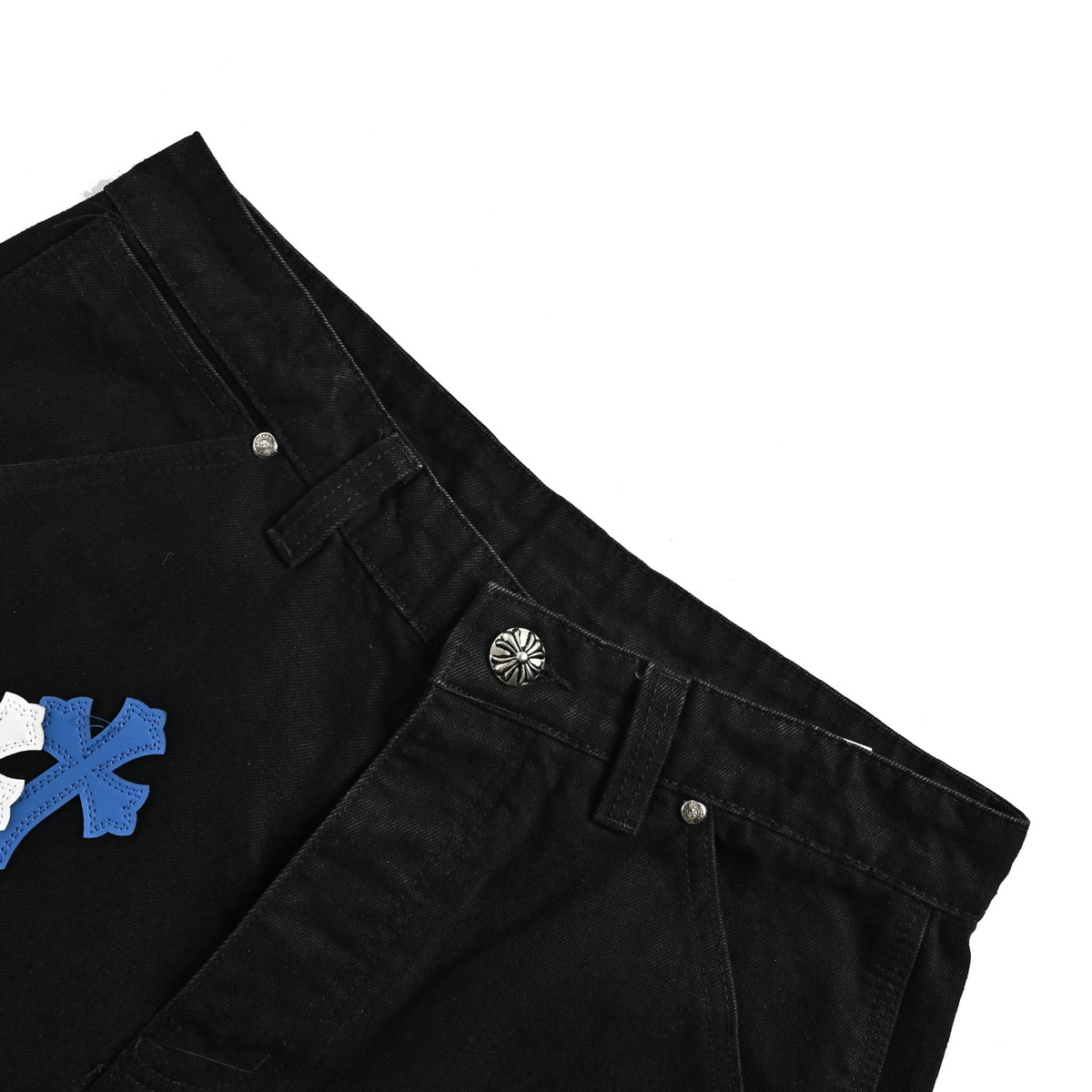 Chrome Hearts/Chrome Heart leather label cross denim shorts