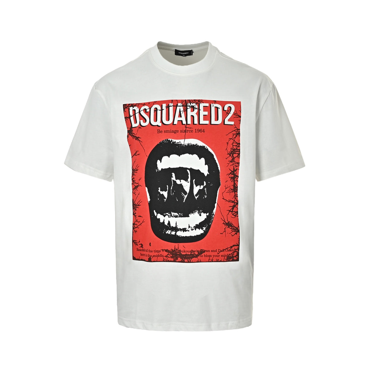 Dsquared2 classic red lips and big teeth print short sleeves