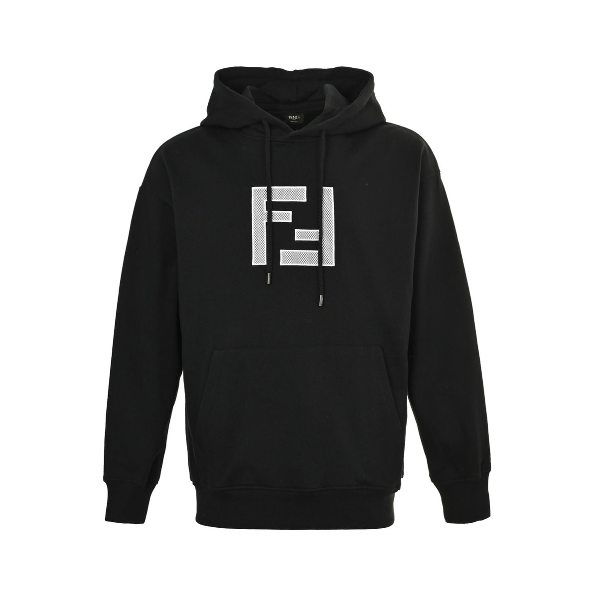 Fendi 25Fw three-dimensional mesh double F embroidered hooded sweatshirt
