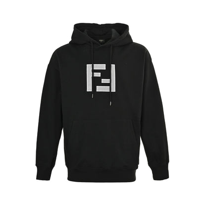 Fendi 25Fw three-dimensional mesh double F embroidered hooded sweatshirt