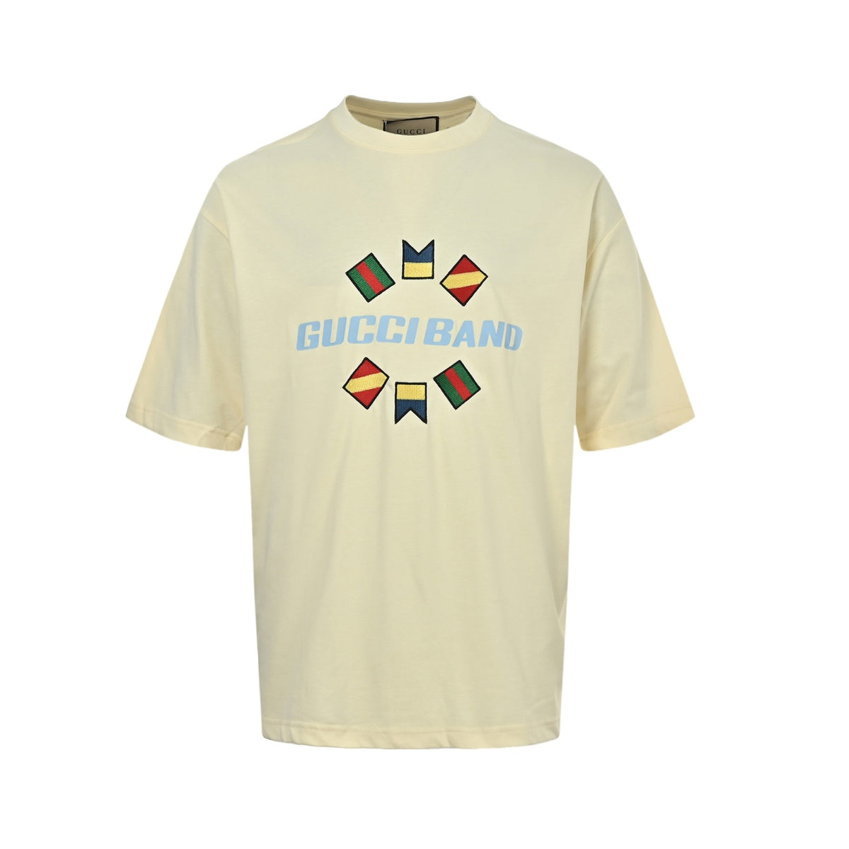 Gucci flag embroidered short sleeves