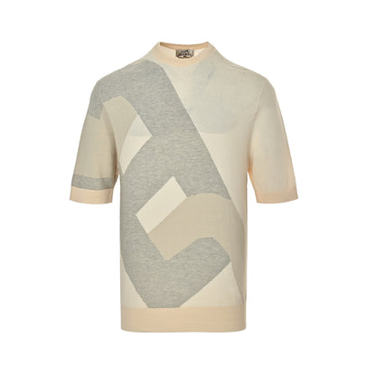 HERMES/Hermès logo jacquard knitted short sleeves