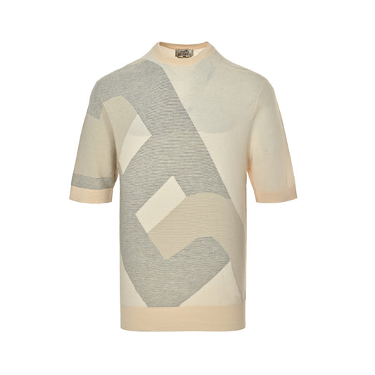 HERMES/Hermès logo jacquard knitted short sleeves