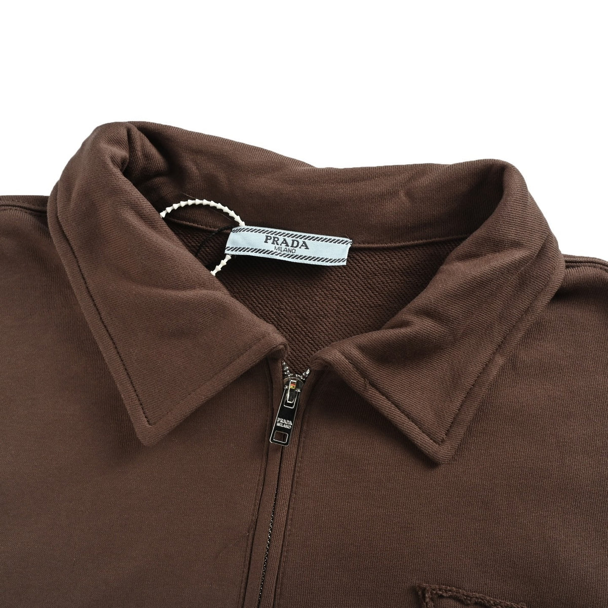 Prada 25Fw triangle cloth label half-zip lapel sweatshirt