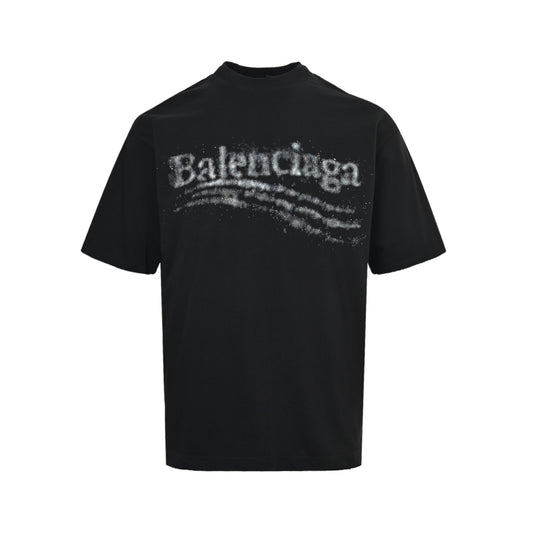 Balenciaga/Balanciaga 26ss fuzzy cola hot diamond washed short sleeves