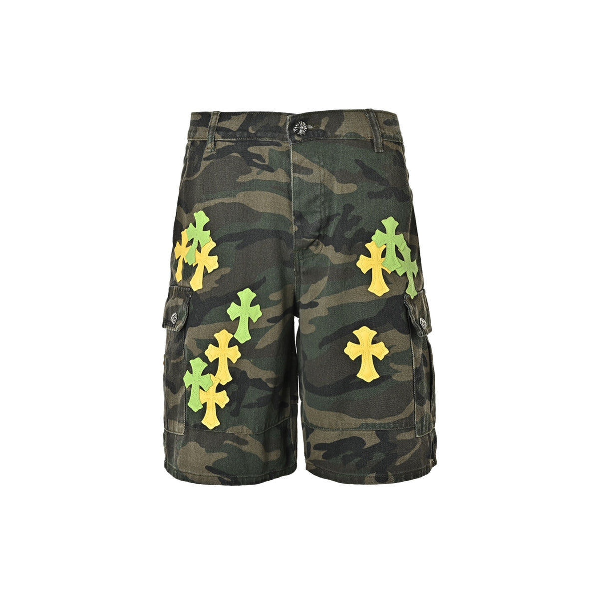 Chrome Hearts city-limited leather cross camouflage denim shorts