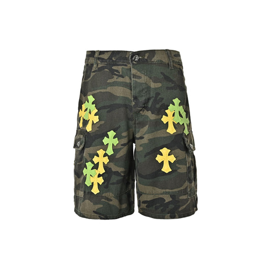 Chrome Hearts city-limited leather cross camouflage denim shorts