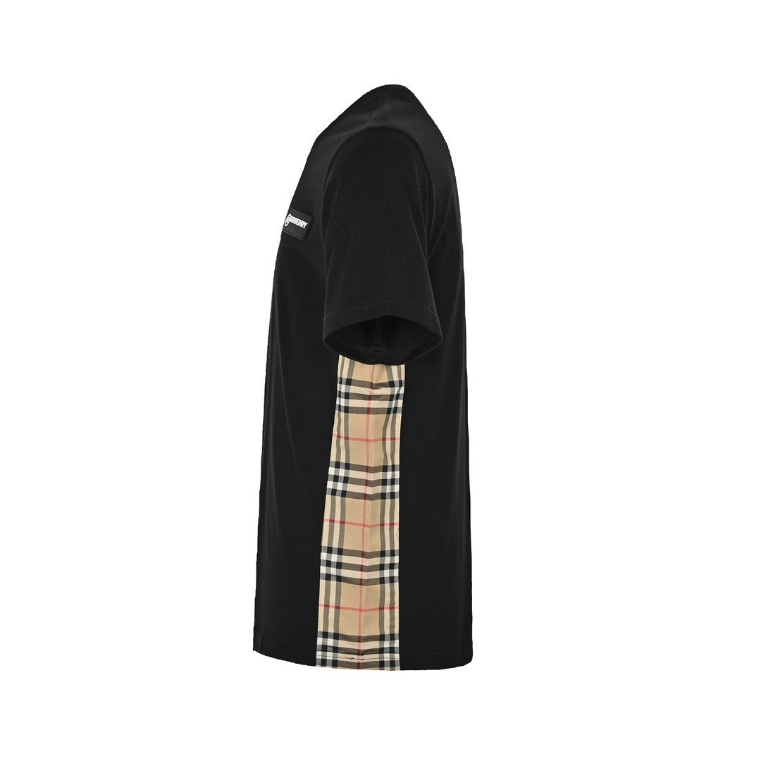 Burberry side plaid patchwork short sleeves