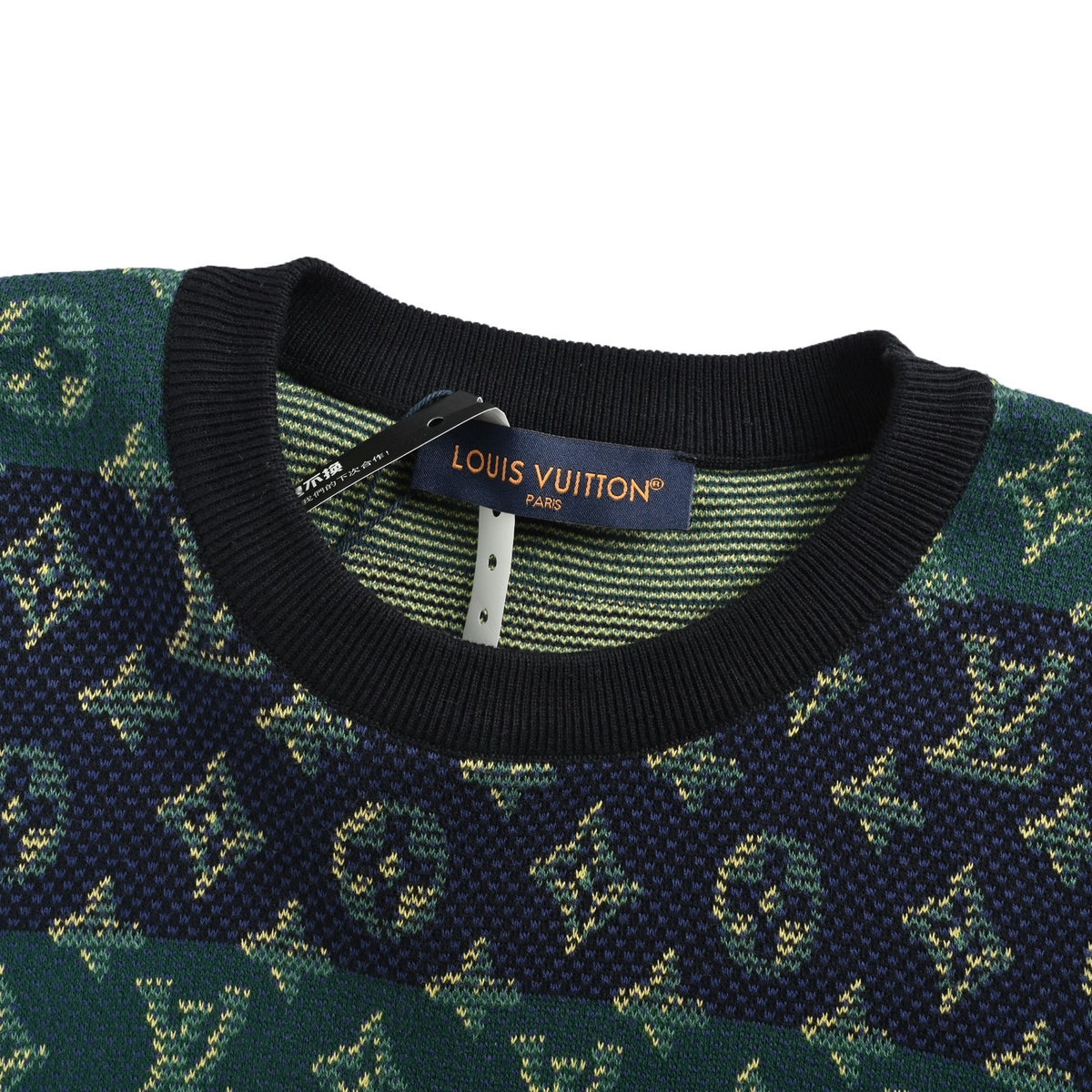 Louis Vuitton contrasting color old flower jacquard knitted short sleeves