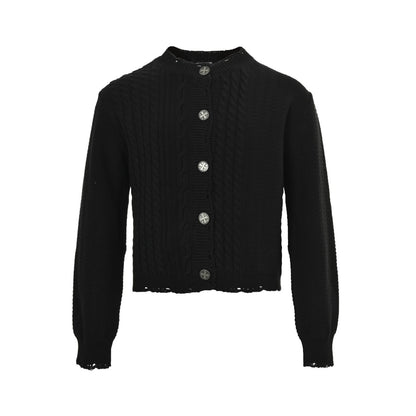 ENFANTS RICCHES DÉPRIMÉS Melancholic rich second generation twist knitted cardigan with holes