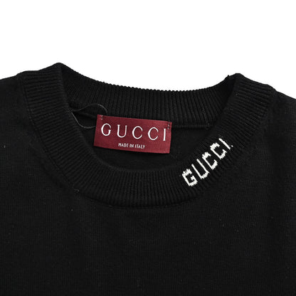 Gucci neckline letter jacquard knitted short sleeves