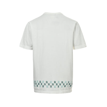 Louis Vuitton beaded letter hem checkerboard knit short sleeves