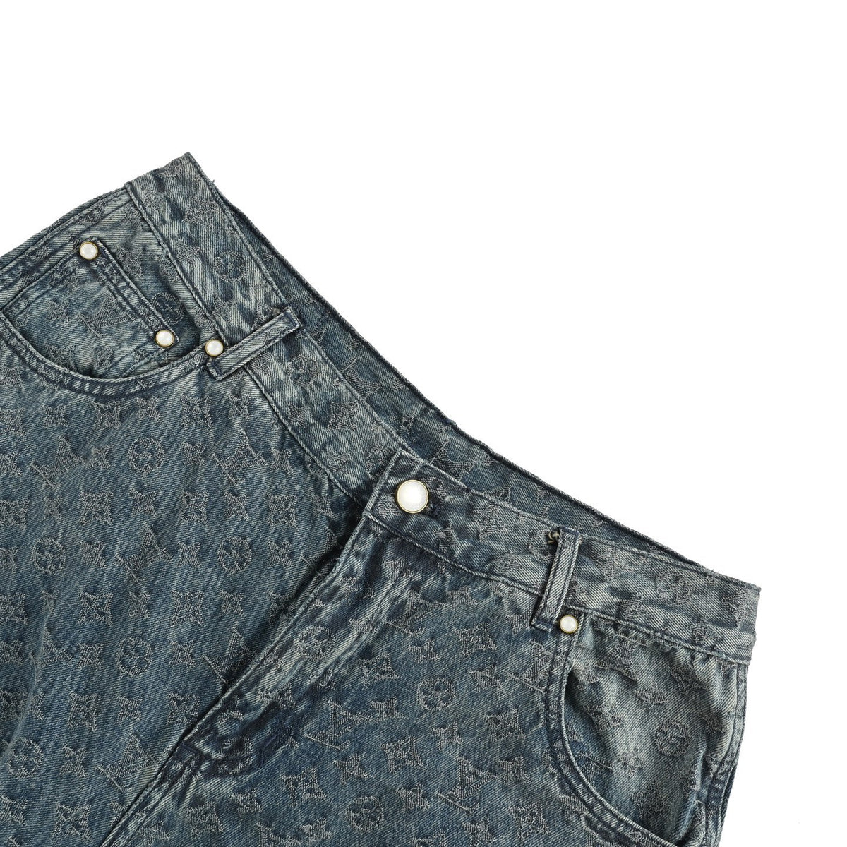 Louis Vuitton 25ss all-over old flower jacquard suit denim shorts