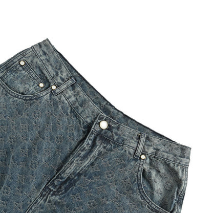 Louis Vuitton 25ss all-over old flower jacquard suit denim shorts