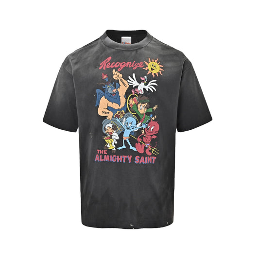 SAINT MICHAEL Cartoon spirits printed short sleeves