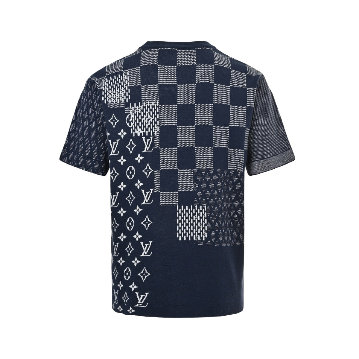 Louis Vuitton 26ss checkerboard pattern jacquard knitted short sleeves