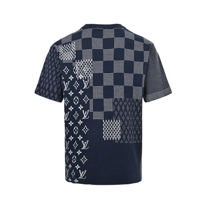 Louis Vuitton 26ss checkerboard pattern jacquard knitted short sleeves