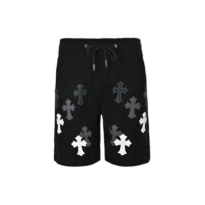 Chrome Hearts cross patch embroidered corduroy shorts