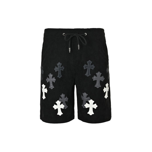 Chrome Hearts cross patch embroidered corduroy shorts