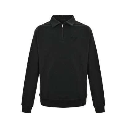 Prada 25Fw cloth label half-zip lapel POLO sweatshirt