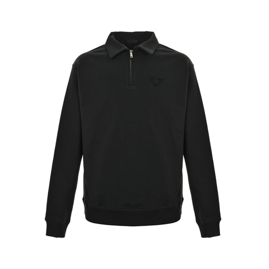 Prada 25Fw cloth label half-zip lapel POLO sweatshirt