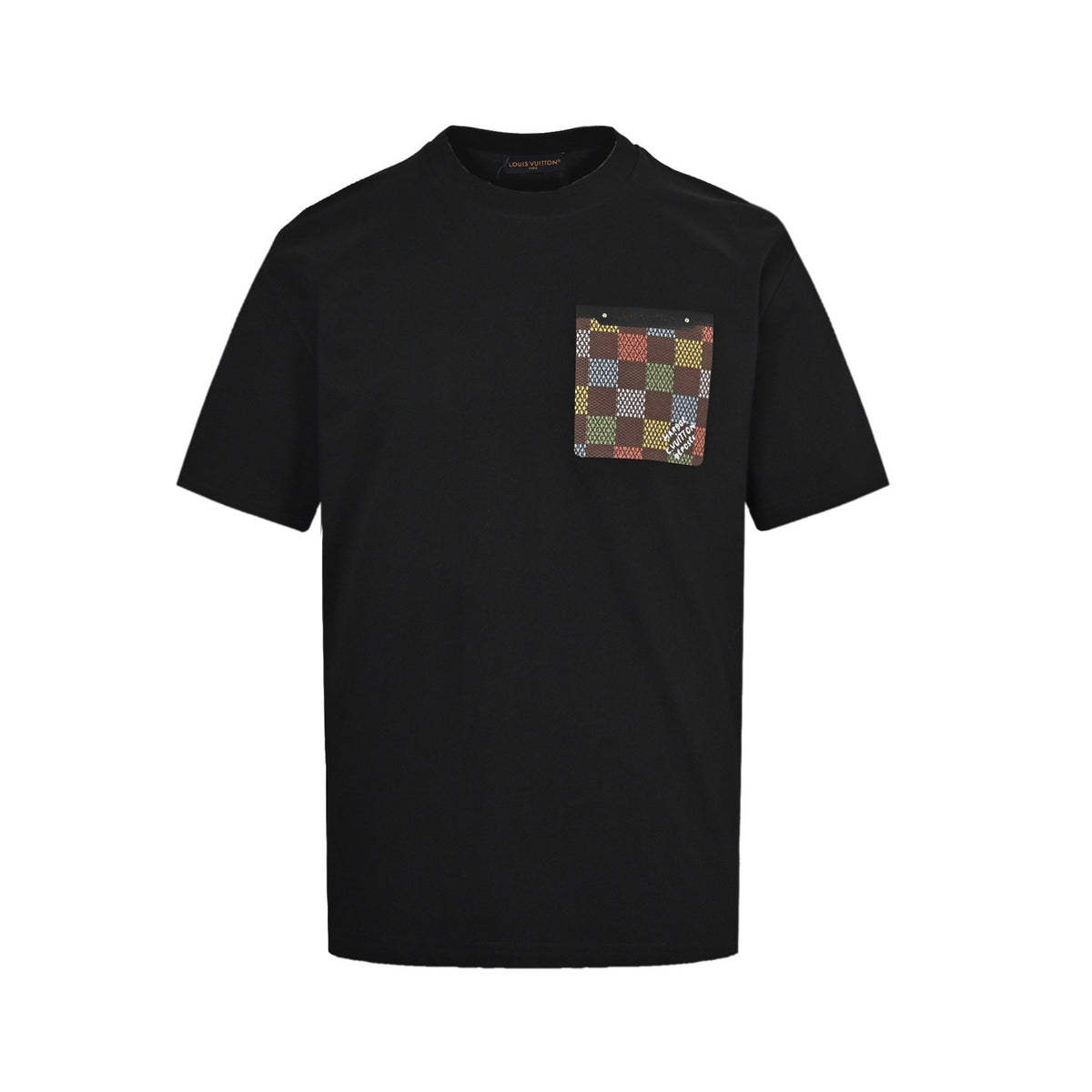 Louis Vuitton 25ss checkerboard leather brand pocket short sleeves