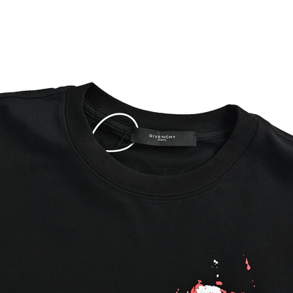 GIVENCHY splash-ink distressed back large M printed short sleeves