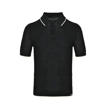 Prada logo mesh knitted Polo short sleeves
