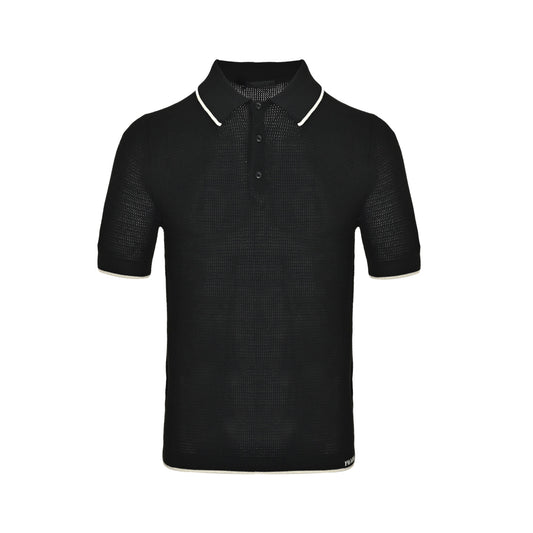 Prada logo mesh knitted Polo short sleeves