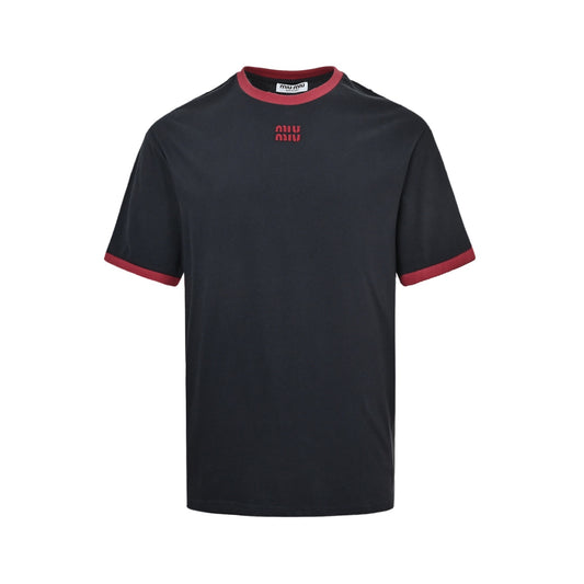 Miu Miu 26ss contrasting color splicing short sleeves
