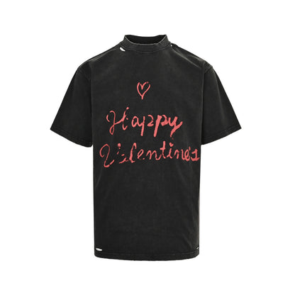 Balenciaga/Balanciaga 25ss Valentine's Day Limited Love Letters Hole Washed Short Sleeves