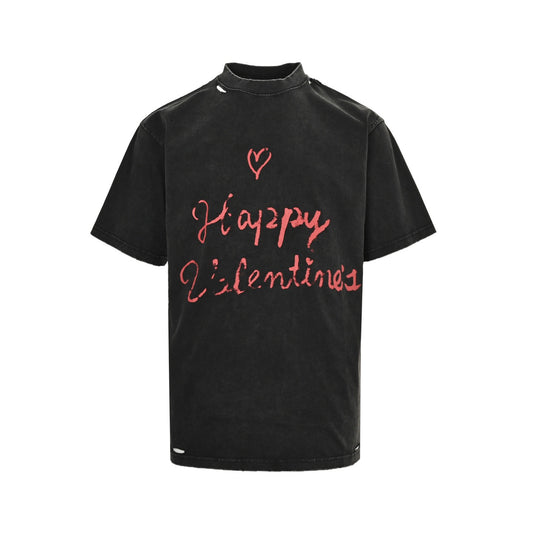 Balenciaga/Balanciaga 25ss Valentine's Day Limited Love Letters Hole Washed Short Sleeves