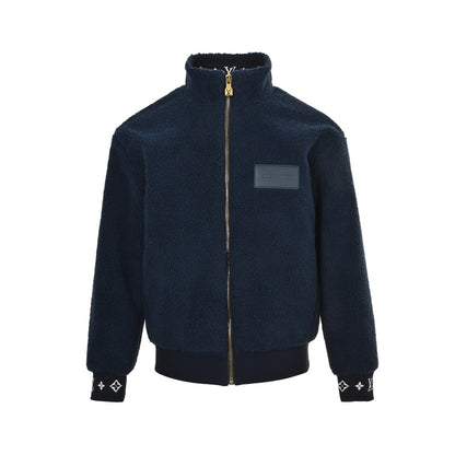 Louis Vuitton 24Fw leather sherpa stand collar jacket