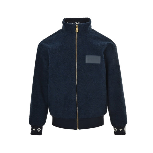 Louis Vuitton 24Fw leather sherpa stand collar jacket