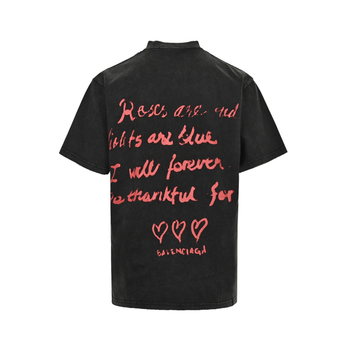 Balenciaga/Balanciaga 25ss Valentine's Day Limited Love Letters Hole Washed Short Sleeves