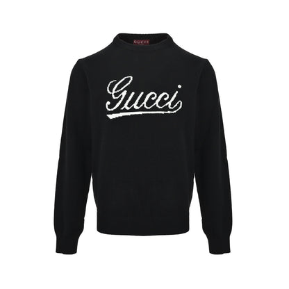 Gucci signature letter jacquard crew neck sweater