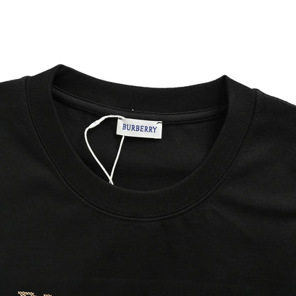 Burberry plaid war horse embroidery long-sleeved T-shirt