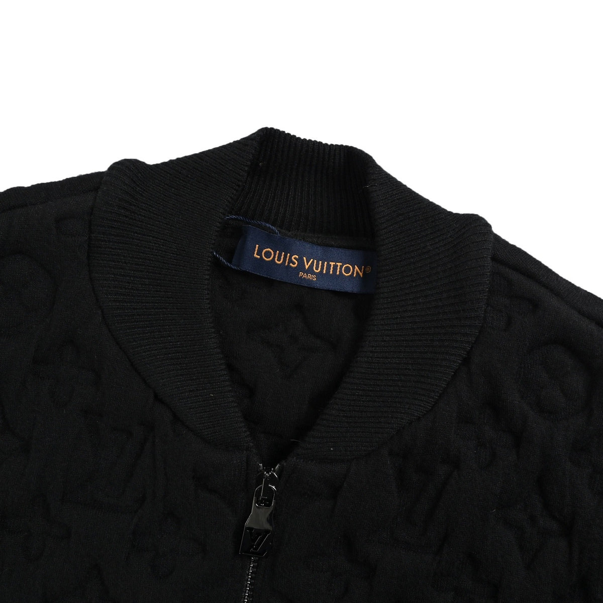 Louis Vuitton old flower embossed wool knitted bomber jacket