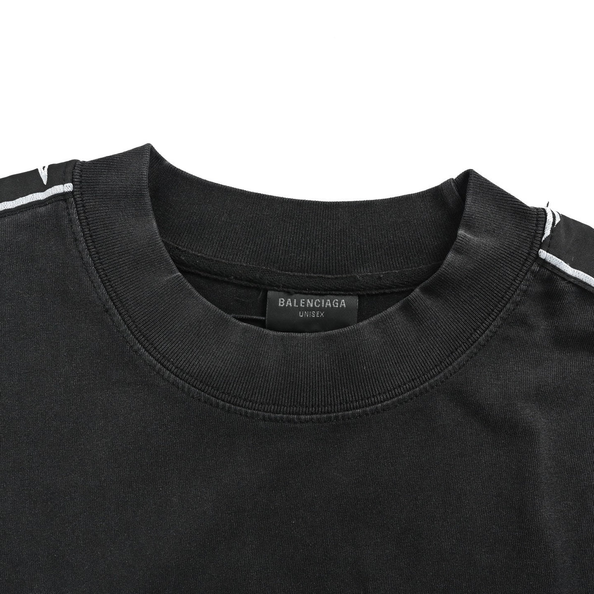 Balenciaga/Balanciaga 26ss string logo webbing washed short sleeves
