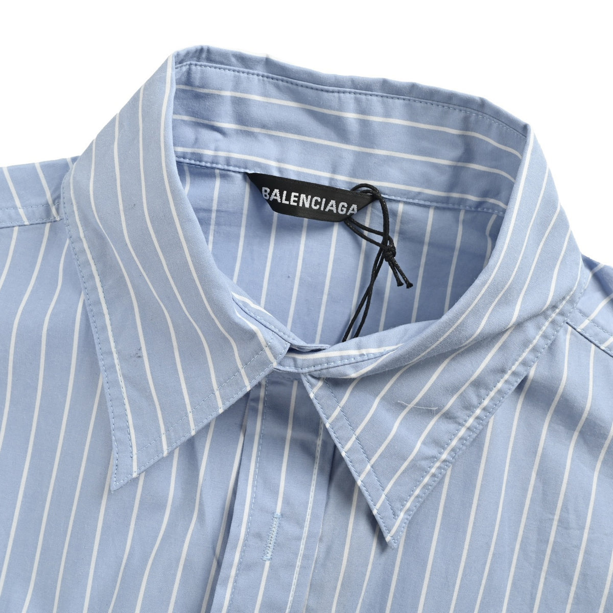 Balenciaga pocket embroidered striped short-sleeved shirt