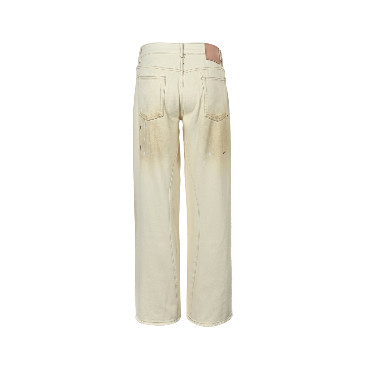 Acne Studios white mud dyed and splashed ink distressed scimitar jeans