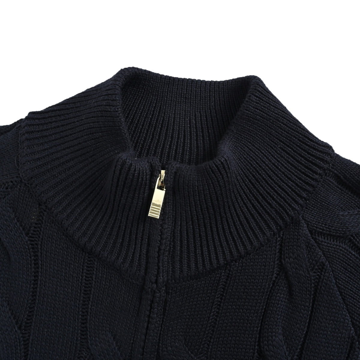 Thom Browne K12 four-bar cable sweater jacket