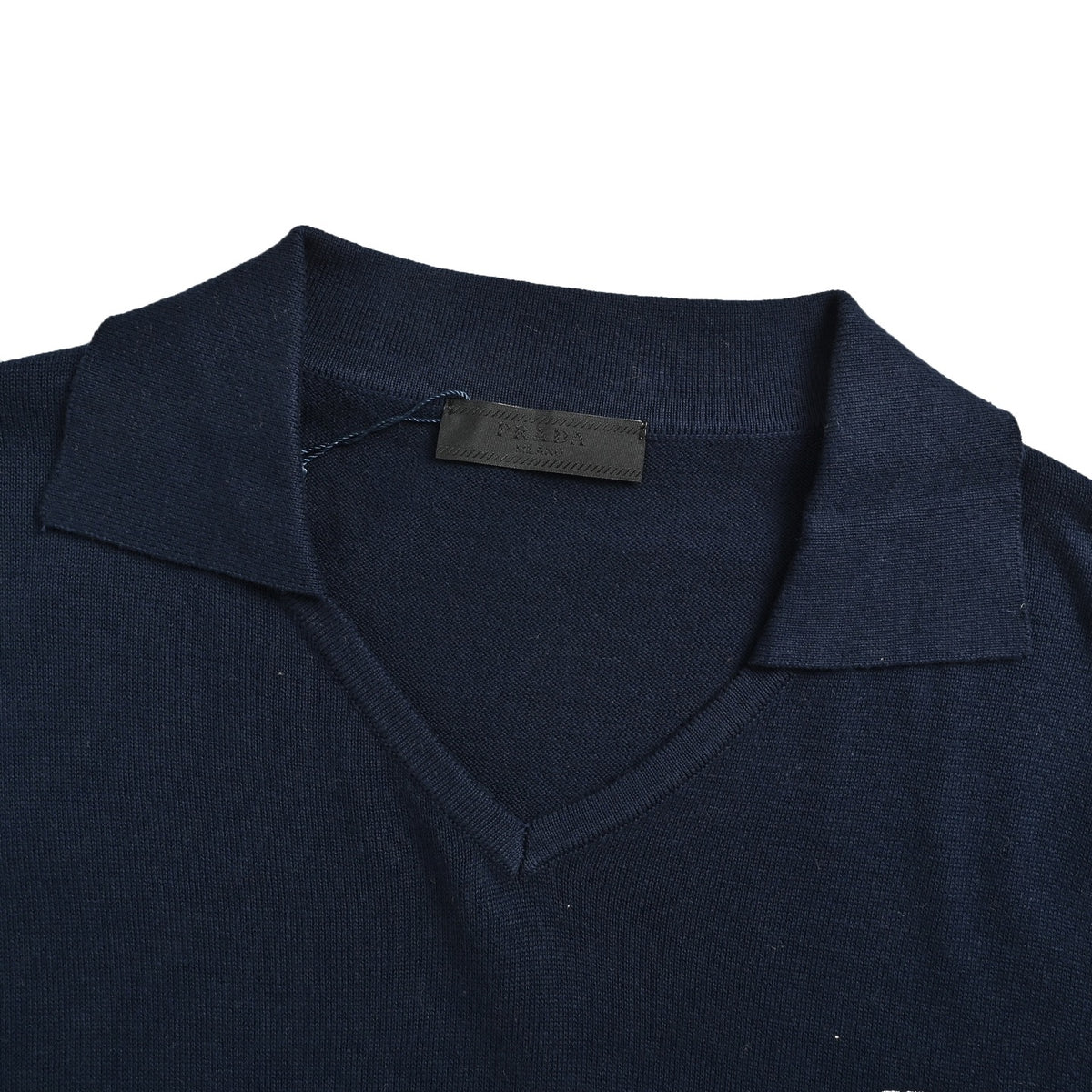 Prada seagull collar embroidered knitted Polo short sleeves