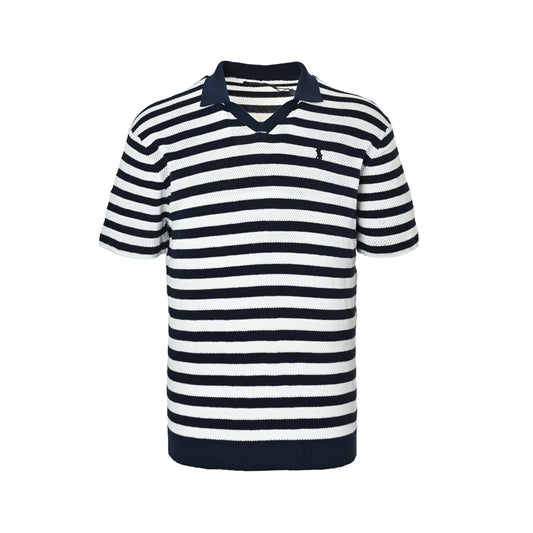 Ralph Lauren striped seagull collar knitted Polo short sleeves