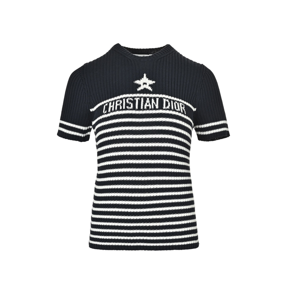 Dior striped lucky star knitted short sleeves
