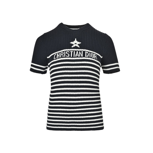 Dior striped lucky star knitted short sleeves