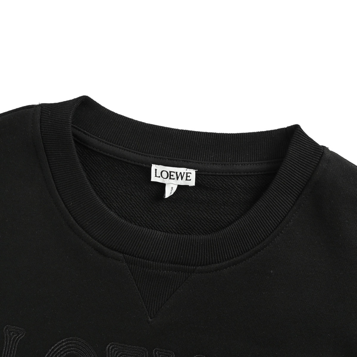 Loewe/Luo Yiwei 25Fw contrasting letter patch logo round neck sweatshirt