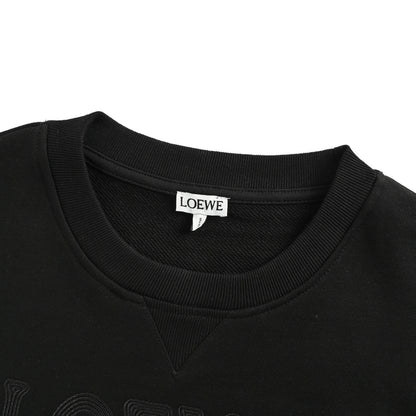 Loewe/Luo Yiwei 25Fw contrasting letter patch logo round neck sweatshirt